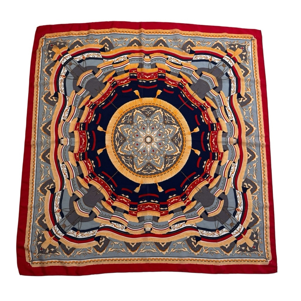 Vintage Silk Scarf Bold Colorful Radial Design Starburst